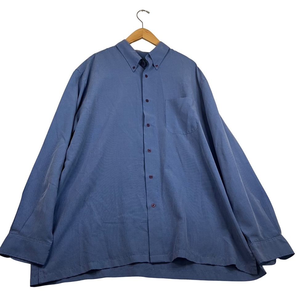 MOST Mens XL Blue Micro Houndstooth Button Down Shirt Modal Blend Long Sleeve